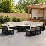 vidaXL Tuinbank Set 14 st Zwart en Crème Wit poly rattan