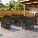 vidaXL Tuinbank Set 14 st Zwart en Crème Wit poly rattan