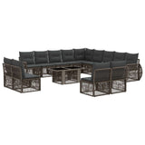 vidaXL Tuinbank Set 14 st Zwart en Crème Wit poly rattan