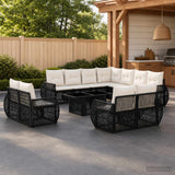 vidaXL Garden Bench Set 12 pcs Black and Cream White poly rattan