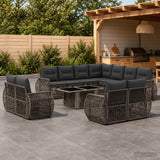 vidaXL Garden Bench Set 12 pcs Black and Cream White poly rattan