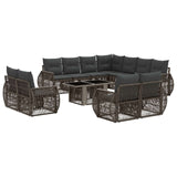 vidaXL Garden Bench Set 12 pcs Black and Cream White poly rattan
