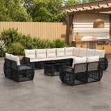 vidaXL Garden Lounge Set 13-piece Black and Cream White Poly Rattan