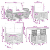 vidaXL Garden Lounge Set 13-piece Black and Cream White Poly Rattan