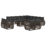 vidaXL Tuinbank Set 14 st Zwart en Crème Wit poly rattan