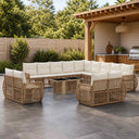 vidaXL Tuinbank Set 14 st Zwart en Crème Wit poly rattan
