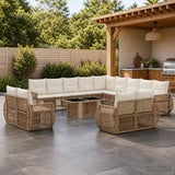 vidaXL Tuinbank Set 14 st Zwart en Crème Wit poly rattan
