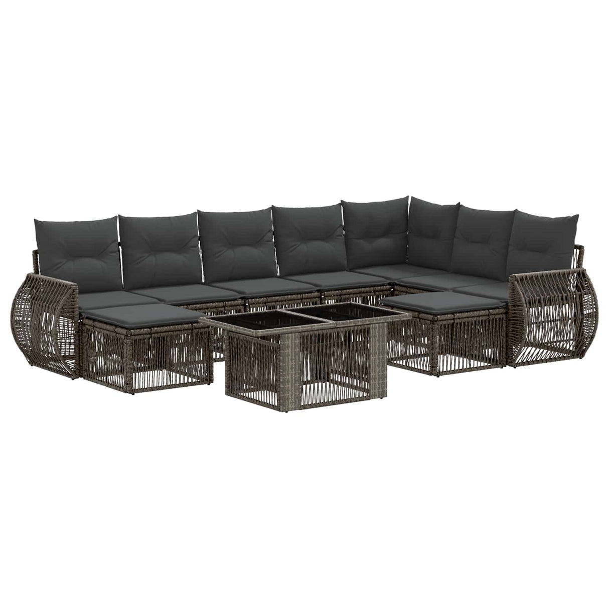 vidaXL Tuinbank Set 10 st Zwart en Crème Wit poly rattan