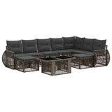 vidaXL Tuinbank Set 10 st Zwart en Crème Wit poly rattan