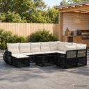 vidaXL Tuinbank Set 11 st Zwart en Crème Wit poly rattan