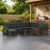 vidaXL Tuinbank Set 11 st Zwart en Crème Wit poly rattan