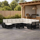 vidaXL Tuinbank Set 12 st Zwart en Crème Wit poly rattan
