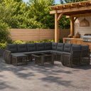 vidaXL Tuinbank Set 12 st Zwart en Crème Wit poly rattan