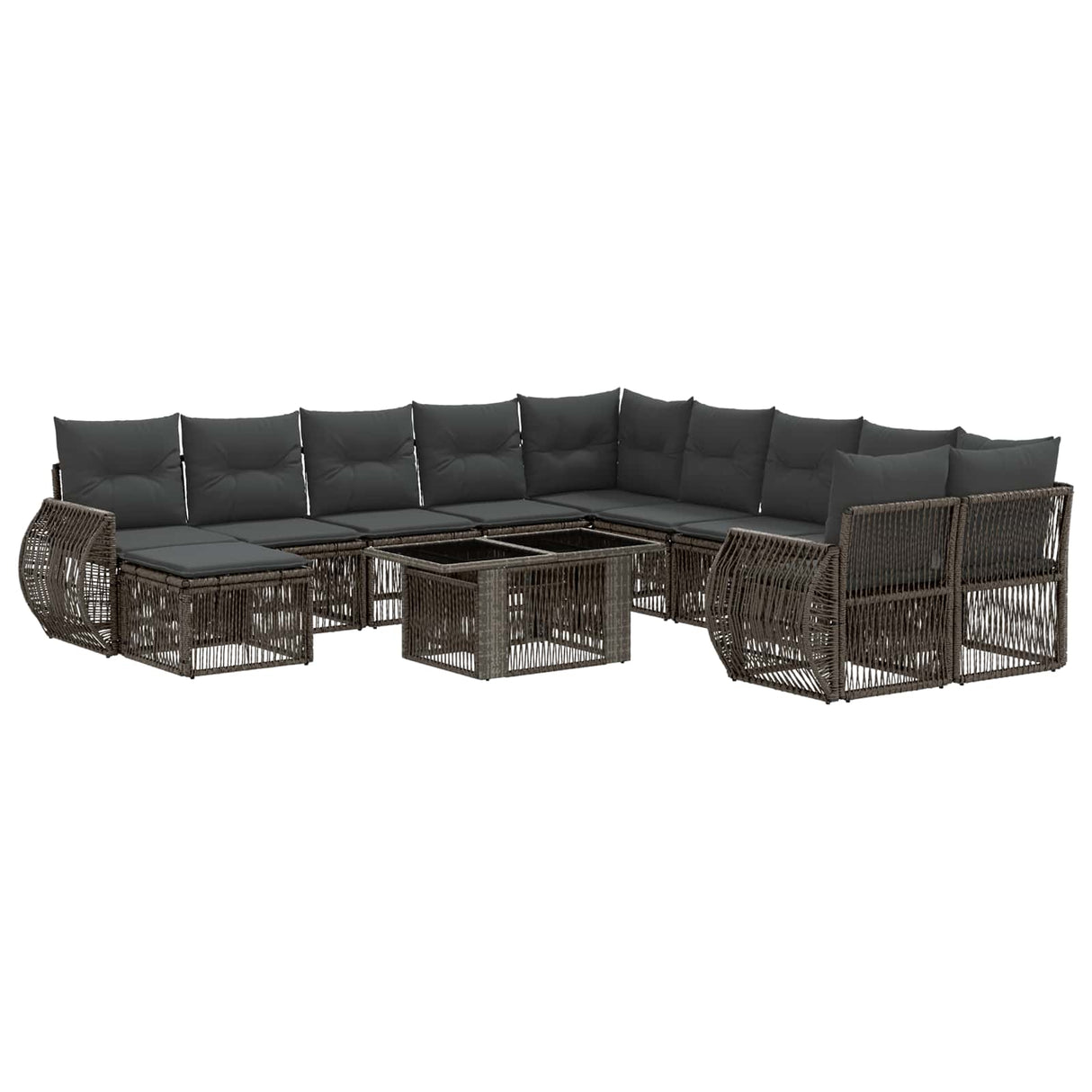vidaXL Tuinbank Set 12 st Zwart en Crème Wit poly rattan