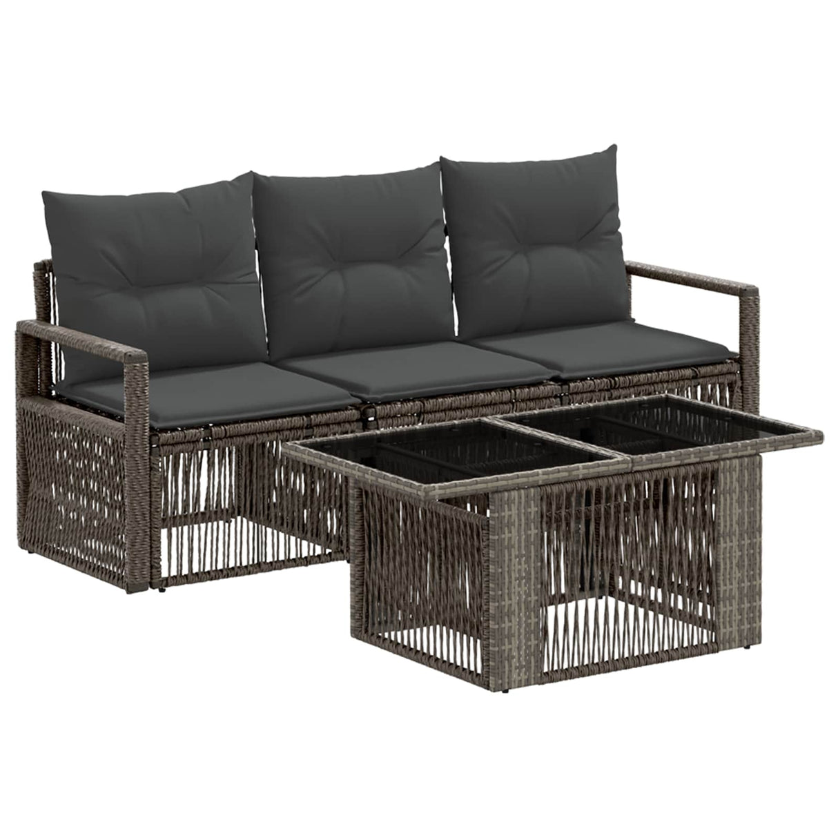 vidaXL Tuinbank Set 4 st Zwart en Crème Wit poly rattan
