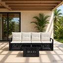 vidaXL Tuinbank Set 5 st Zwart en Crème Wit poly rattan