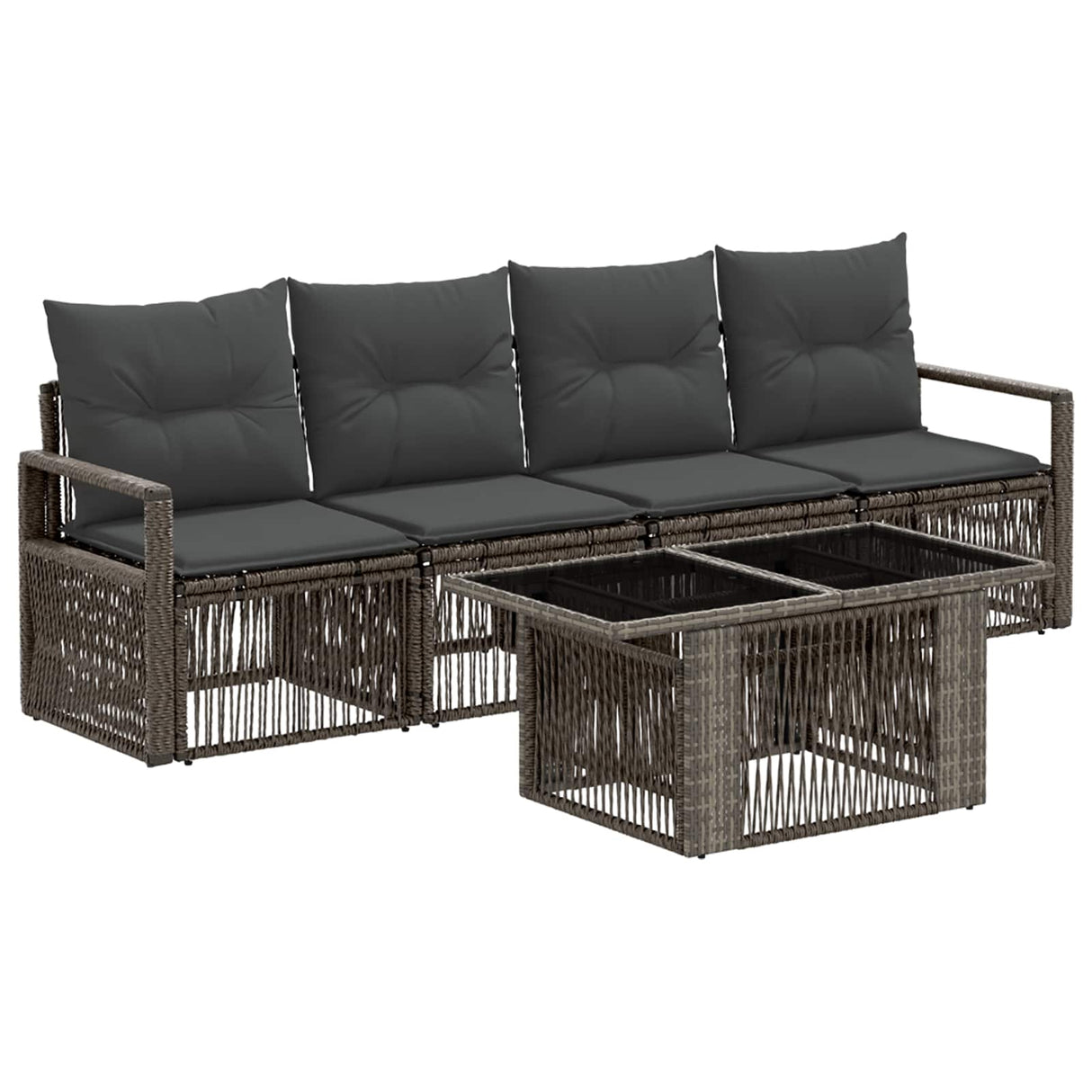 vidaXL Tuinbank Set 5 st Zwart en Crème Wit poly rattan