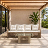 vidaXL Tuinbank Set 5 st Zwart en Crème Wit poly rattan