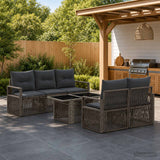vidaXL Tuinbank Set 6 st Zwart en Crème Wit poly rattan