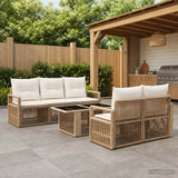 vidaXL Tuinbank Set 6 st Zwart en Crème Wit poly rattan