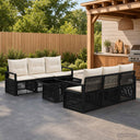 vidaXL Tuinbank Set 7 st Zwart en Crème Wit poly rattan