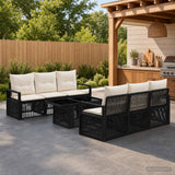 vidaXL Tuinbank Set 7 st Zwart en Crème Wit poly rattan