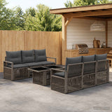 vidaXL Tuinbank Set 7 st Zwart en Crème Wit poly rattan