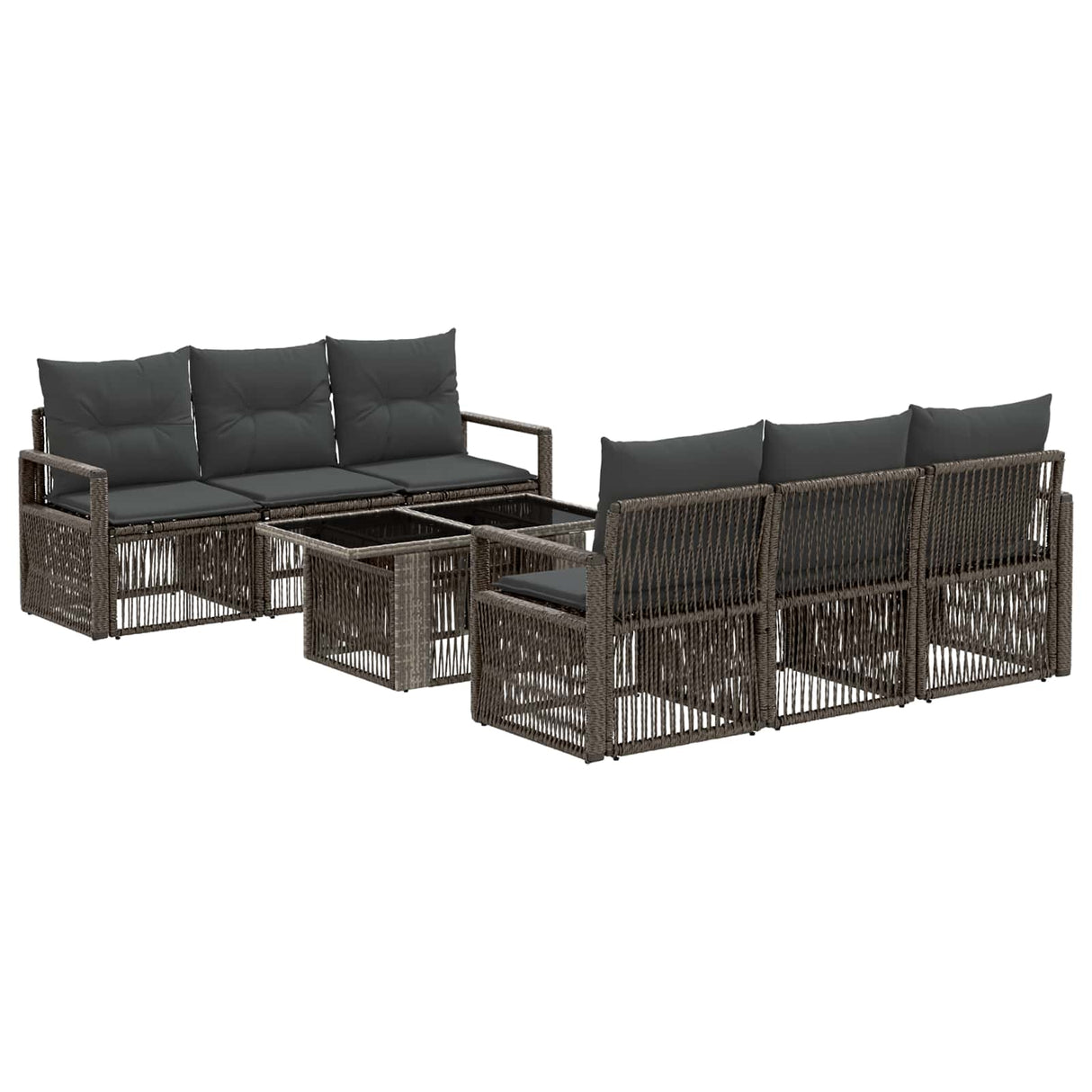 vidaXL Tuinbank Set 7 st Zwart en Crème Wit poly rattan