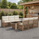 vidaXL Tuinbank Set 7 st Zwart en Crème Wit poly rattan