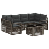 vidaXL Tuinbank Set 7 st Zwart en Crème Wit poly rattan