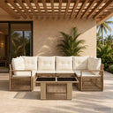 vidaXL Tuinbank Set 7 st Zwart en Crème Wit poly rattan