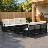 vidaXL Tuinbank Set 8 st Zwart en Crème Wit poly rattan