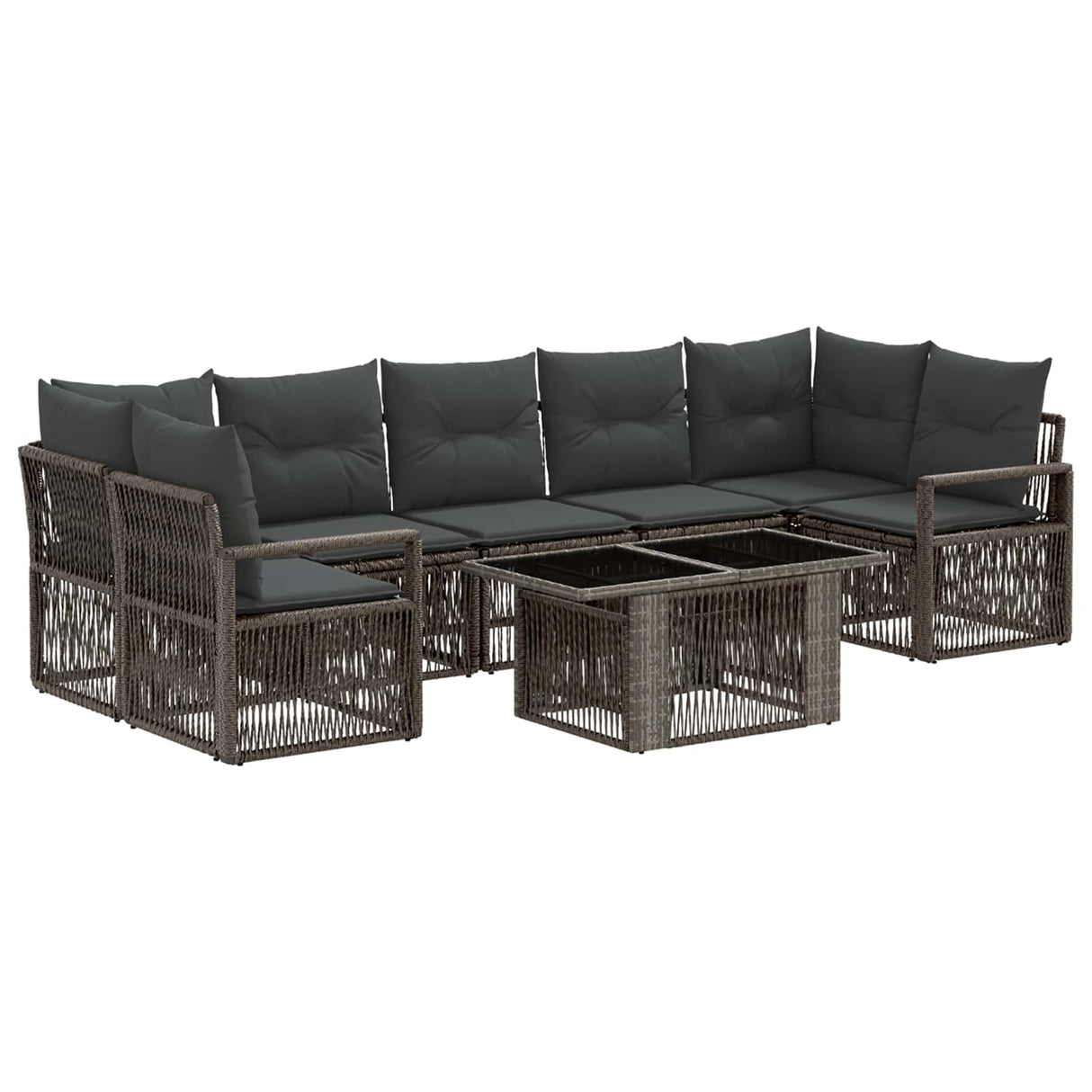 vidaXL Tuinbank Set 8 st Zwart en Crème Wit poly rattan