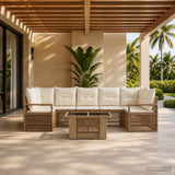 vidaXL Tuinbank Set 8 st Zwart en Crème Wit poly rattan