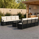 vidaXL Tuinbank Set 9 st Zwart en Crème Wit poly rattan