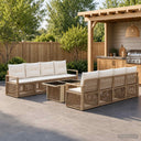 vidaXL Tuinbank Set 9 st Zwart en Crème Wit poly rattan
