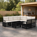 vidaXL Tuinbank Set 9 st Zwart en Crème Wit poly rattan