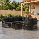 vidaXL Tuinbank Set 9 st Zwart en Crème Wit poly rattan