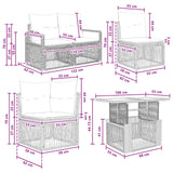 vidaXL Tuinbank Set 9 st Zwart en Crème Wit poly rattan