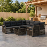 vidaXL Tuinbank Set 9 st Zwart en Crème Wit poly rattan