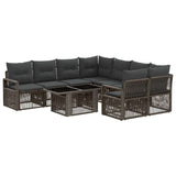 vidaXL Tuinbank Set 9 st Zwart en Crème Wit poly rattan