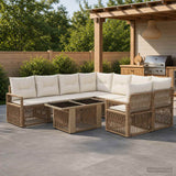 vidaXL Tuinbank Set 9 st Zwart en Crème Wit poly rattan
