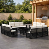 vidaXL Tuinbank Set 13 st Zwart en Crème Wit poly rattan