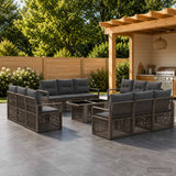 vidaXL Tuinbank Set 13 st Zwart en Crème Wit poly rattan