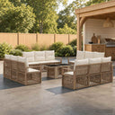 vidaXL Tuinbank Set 13 st Zwart en Crème Wit poly rattan