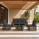 vidaXL Tuinbank Set 6 st Zwart en Crème Wit poly rattan