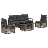 vidaXL Tuinbank Set 6 st Zwart en Crème Wit poly rattan
