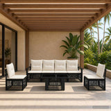 vidaXL Tuinbank Set 7 st Zwart en Crème Wit poly rattan