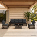 vidaXL Tuinbank Set 7 st Zwart en Crème Wit poly rattan