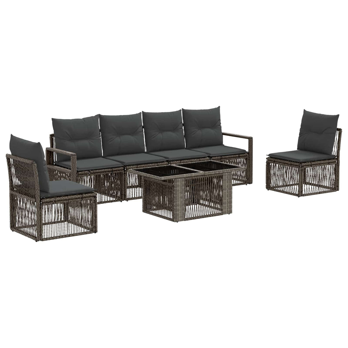 vidaXL Tuinbank Set 7 st Zwart en Crème Wit poly rattan